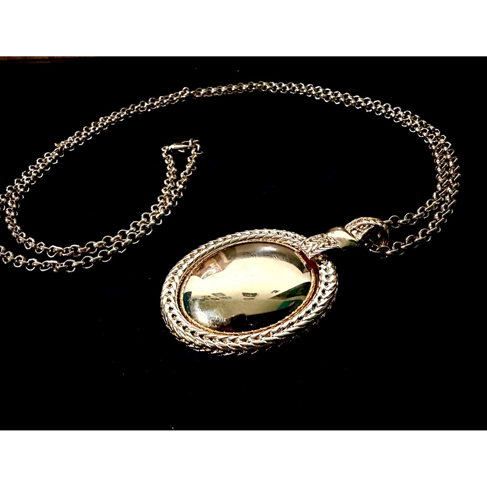 Vintage Monet Gold Tone Medallion Necklace Opera Length 34 Inch Chain 70s 80s